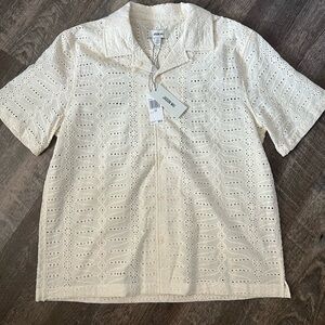 Jason Wu Cream Eyelet Button-Down Shirt Size Large